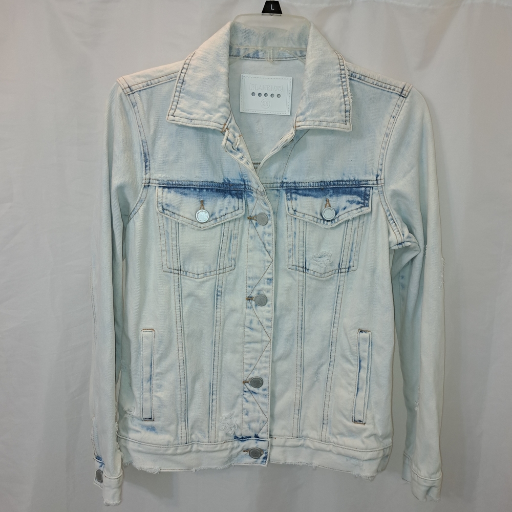 EUC Blank NYC XS Oversized Light Wash Distressed Denim Jacket  Cotton